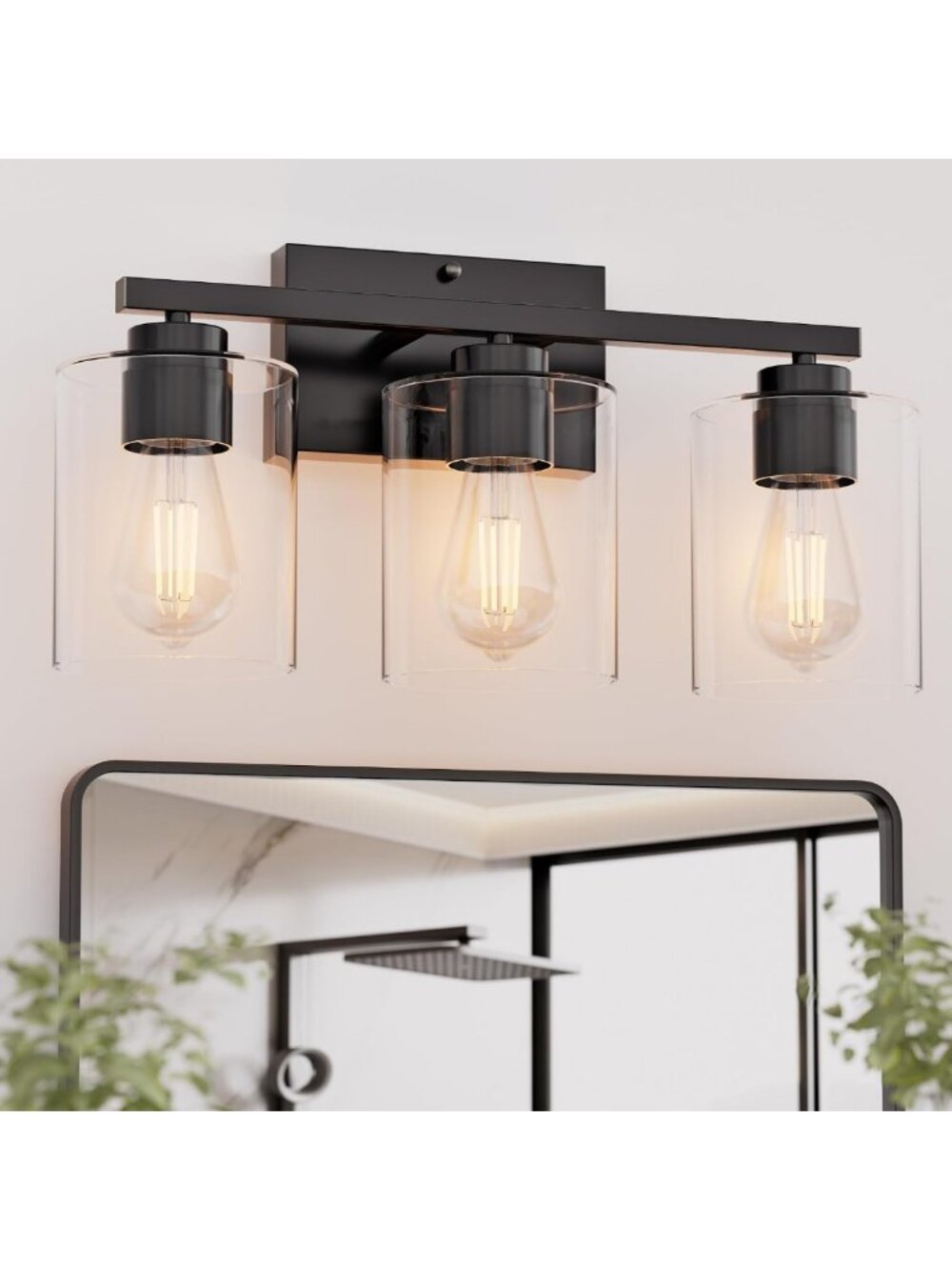 Matte Black 3-Light Bathroom Vanity Light Fixture, 18 Inch, Modern Design, 60W